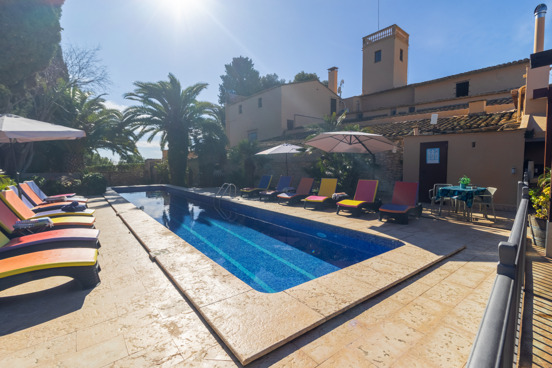 Mediterranean villa at sunset